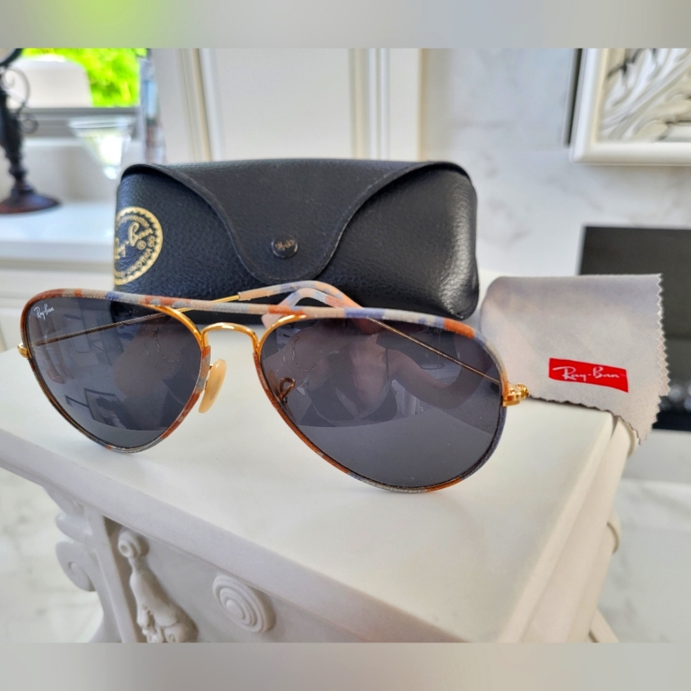 Ray Ban authentic camo fabric aviator sunglasses 🕶 Blue & Brown tones